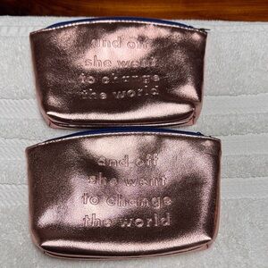 ipsy Metallic Rose Gold Zip Cosmetic Pouches H12